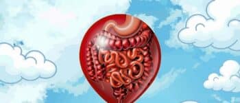 Balloon in the sky with digestive system inside