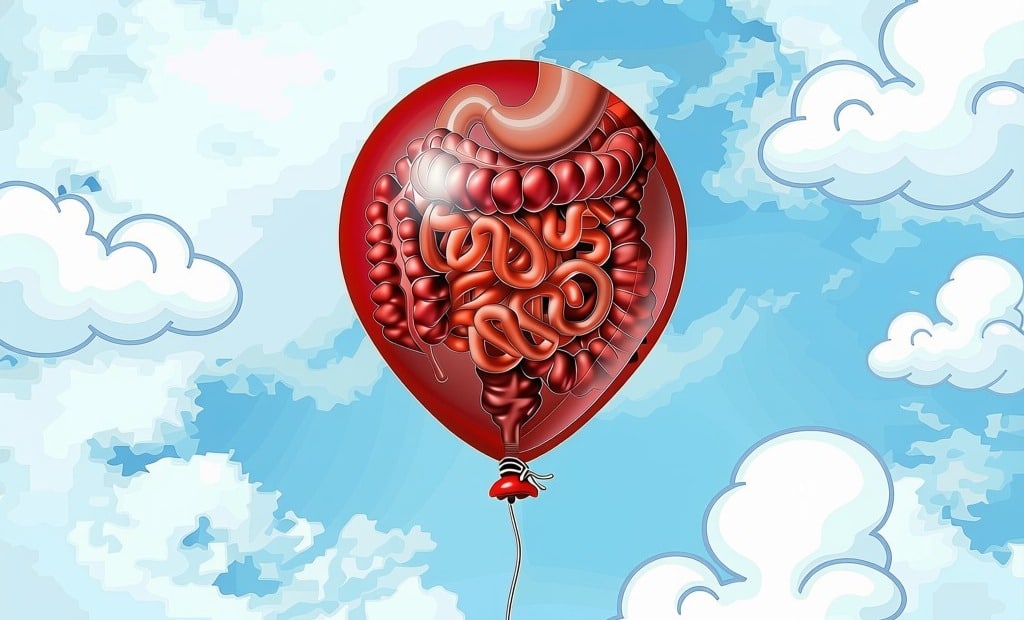 Balloon in the sky with digestive system inside